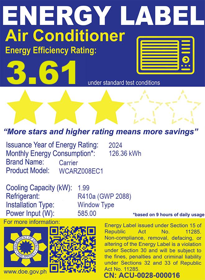 Carrier Optima Window Type Air Conditioner