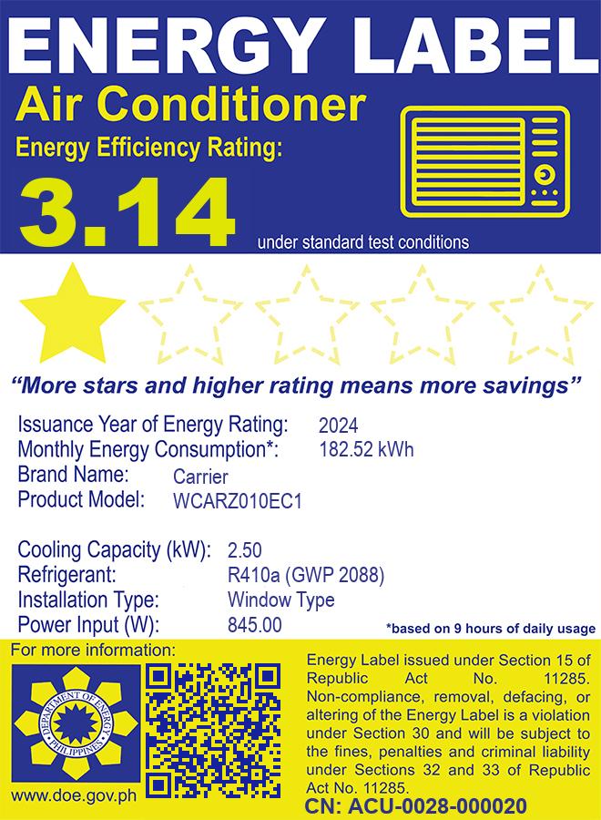 Carrier Optima Window Type Air Conditioner