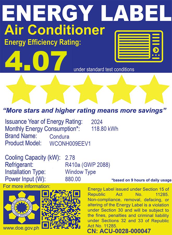 Condura Window Type Inverter Air Conditioner