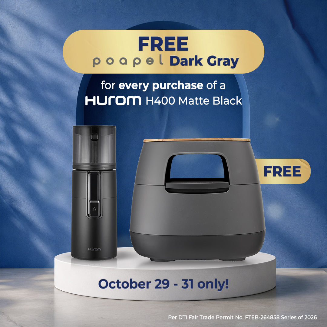 Hurom H400 Slow Juicer Matte Black + FREE Poapel Dark Gray (Curated Bundle)