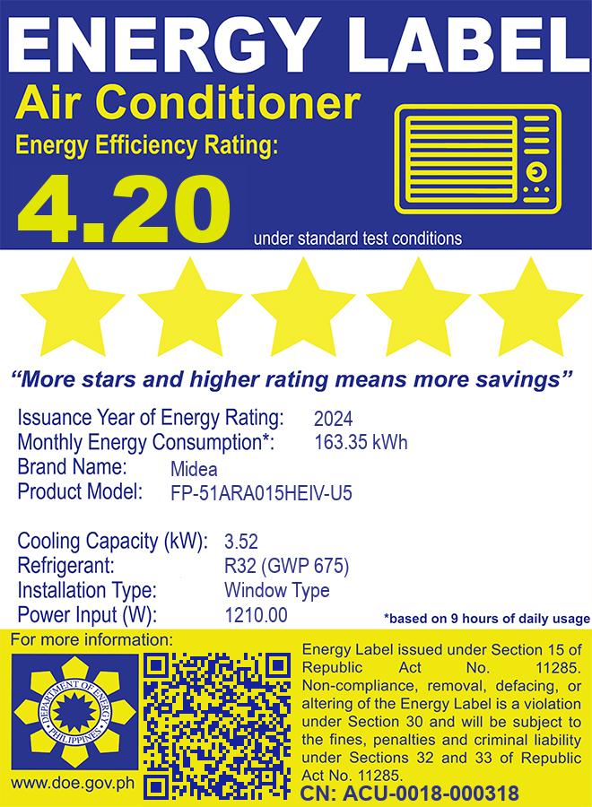 Midea U 1.5 HP Window Type Inverter